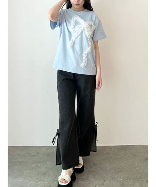 CALNAMUR（カルナムール）の「3D RIBBON BIG TEE/3DリボンビッグTシャツ（Tシャツ/カットソー・レディース・ライトブルー/チャコールグレー/ホワイト・FREE）」の10枚目の写真