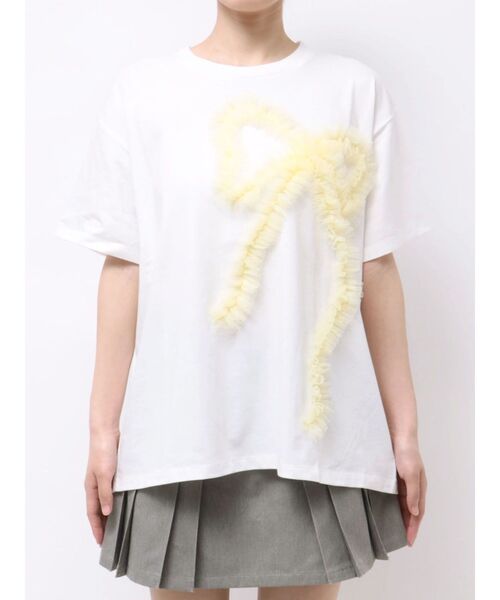 CALNAMUR（カルナムール）の「3D RIBBON BIG TEE/3DリボンビッグTシャツ（Tシャツ/カットソー・レディース・ライトブルー/チャコールグレー/ホワイト・FREE）」の11枚目の写真