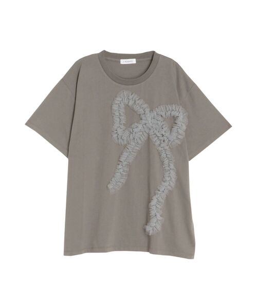 CALNAMUR（カルナムール）の「3D RIBBON BIG TEE/3DリボンビッグTシャツ（Tシャツ/カットソー・レディース・ライトブルー/チャコールグレー/ホワイト・FREE）」の2枚目の写真