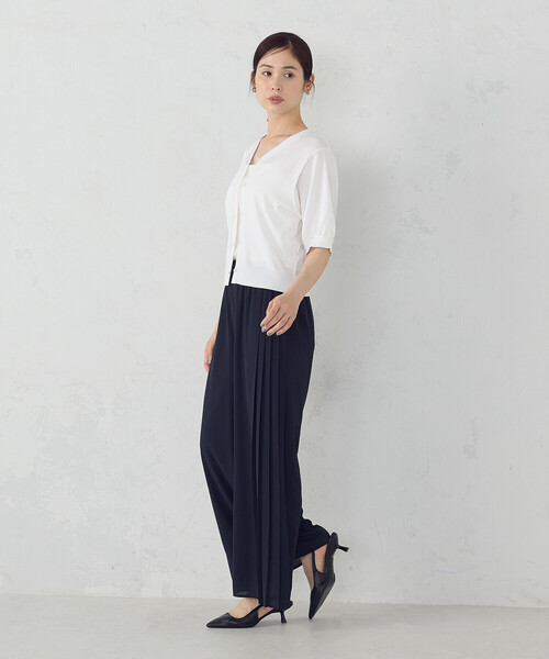 COMME CA ISM（コムサイズム）の「サイドプリーツデザイン パンツ（その他パンツ・レディース・ネイビー/カーキ・MEDIUM/LARGE）」の3枚目の写真