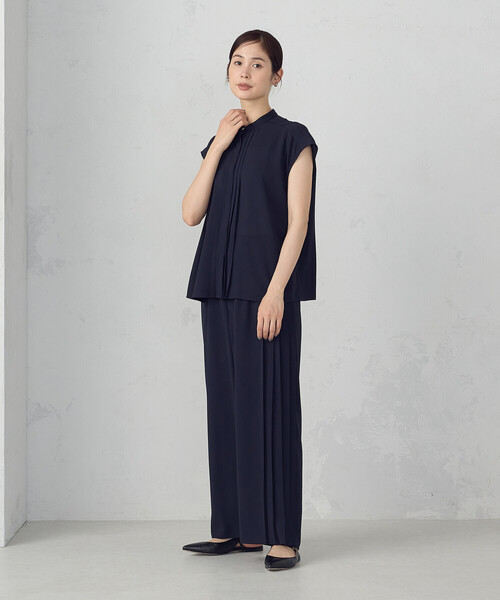 COMME CA ISM（コムサイズム）の「サイドプリーツデザイン パンツ（その他パンツ・レディース・ネイビー/カーキ・MEDIUM/LARGE）」の4枚目の写真