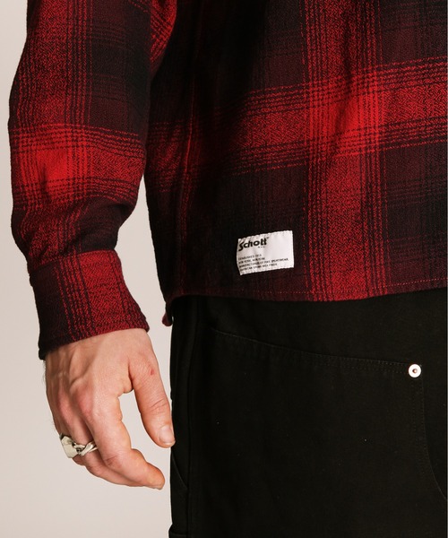 schott(ショット)の「Schott/ショット/OMBRE CHECK CF LS SHIRT/オンブレチェック シャツ(シャツ/ブラウス・メンズ・レッド/グリーン・L/M/2XL/XL)」の9枚目の写真