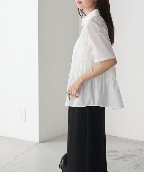 forksy.(フォルクシー)の「【forksy.】シャーリングデザイン ビスチェライク半袖シャツ(シャツ/ブラウス・レディース・ライトブルー/チャコールグレー/オフホワイト・FREE)」の17枚目の写真