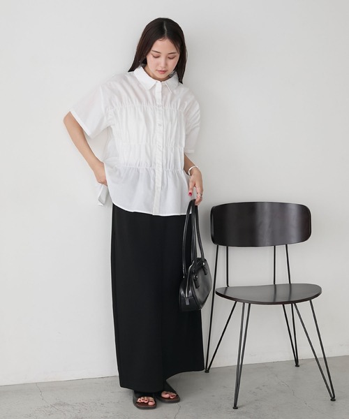 forksy.(フォルクシー)の「【forksy.】シャーリングデザイン ビスチェライク半袖シャツ(シャツ/ブラウス・レディース・ライトブルー/チャコールグレー/オフホワイト・FREE)」の22枚目の写真