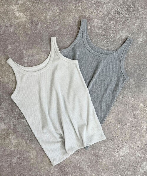 fredy emue（フレディエミュ）の「ラメリブタンクトップ（タンクトップ・レディース・オフホワイト/ライトグレー・38）」の8枚目の写真