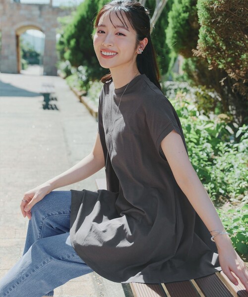 Tiaclasse(ティアクラッセ)の「【接触冷感】 フレンチスリーブフレアカットソー(Tシャツ/カットソー・レディース・チャコールグレー/ブラック/オフホワイト/ピンク/ブルー/ピンク系・FREE)」の22枚目の写真