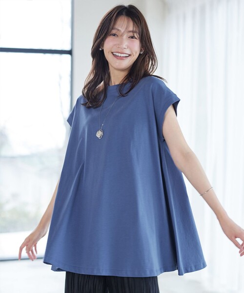 Tiaclasse(ティアクラッセ)の「【接触冷感】 フレンチスリーブフレアカットソー(Tシャツ/カットソー・レディース・チャコールグレー/ブラック/オフホワイト/ピンク/ブルー/ピンク系・FREE)」の19枚目の写真