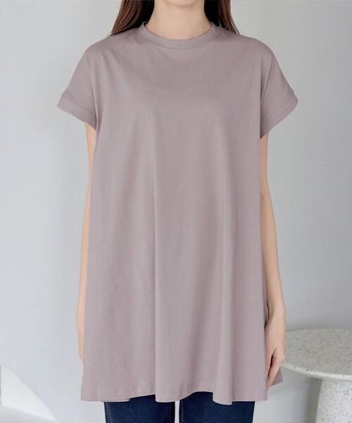 Tiaclasse(ティアクラッセ)の「【接触冷感】 フレンチスリーブフレアカットソー(Tシャツ/カットソー・レディース・チャコールグレー/ブラック/オフホワイト/ピンク/ブルー/ピンク系・FREE)」の12枚目の写真