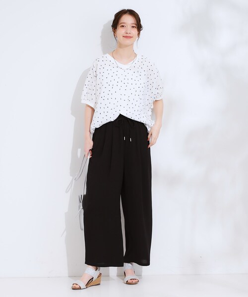 DRESKIP(ドレスキップ)の「【S-LL/ひんやり】さらりと涼やか イージーワイドパンツ(その他パンツ・レディース・ブラック/イエロー/グリーン/ダークブラウン・04/03/02/01)」の11枚目の写真