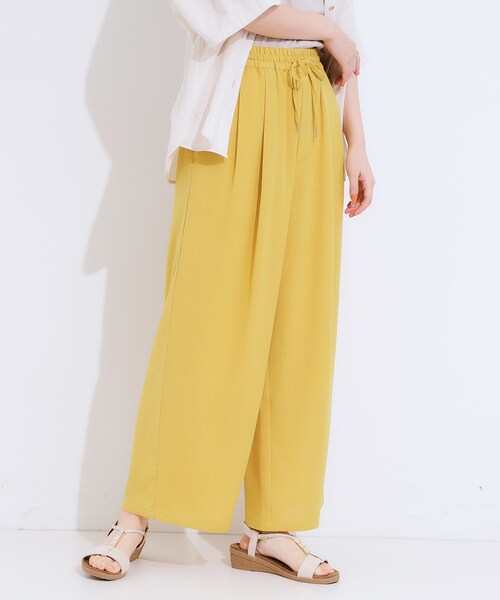 DRESKIP(ドレスキップ)の「【S-LL/ひんやり】さらりと涼やか イージーワイドパンツ(その他パンツ・レディース・ブラック/イエロー/グリーン/ダークブラウン・04/03/02/01)」の13枚目の写真