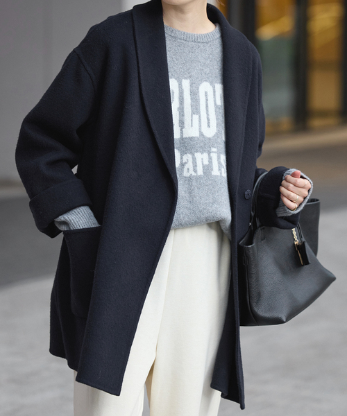 SLOBE IENA（スローブイエナ）の「SUPER140 ダブルフェイスベルテッドコート（その他アウター・レディース・キャメル/チャコールグレー/アイボリー/ネイビー・FREE）」の3枚目の写真