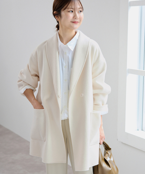 SLOBE IENA（スローブイエナ）の「SUPER140 ダブルフェイスベルテッドコート（その他アウター・レディース・キャメル/チャコールグレー/アイボリー/ネイビー・FREE）」の5枚目の写真