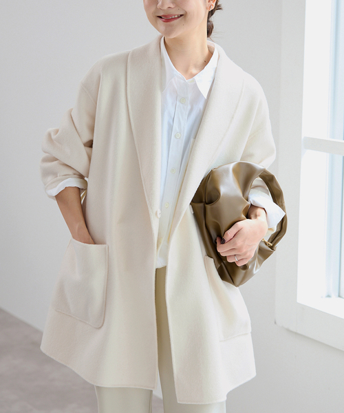 SLOBE IENA（スローブイエナ）の「SUPER140 ダブルフェイスベルテッドコート（その他アウター・レディース・キャメル/チャコールグレー/アイボリー/ネイビー・FREE）」の6枚目の写真