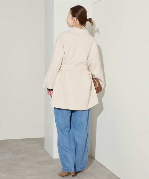 SLOBE IENA（スローブイエナ）の「SUPER140 ダブルフェイスベルテッドコート（その他アウター・レディース・キャメル/チャコールグレー/アイボリー/ネイビー・FREE）」の11枚目の写真