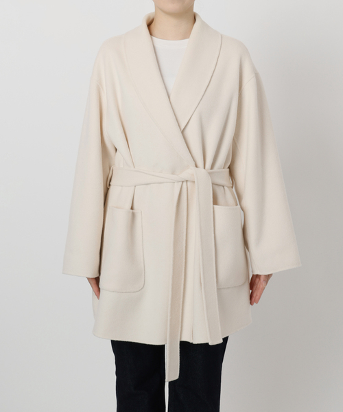 SLOBE IENA（スローブイエナ）の「SUPER140 ダブルフェイスベルテッドコート（その他アウター・レディース・キャメル/チャコールグレー/アイボリー/ネイビー・FREE）」の18枚目の写真