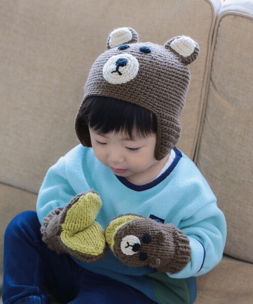 BEAMS mini（ビームスミニ）の「アニマル ニット ワッチキャップ 2025FW（ニットキャップ/ビーニー・キッズ・ピンク/ブラウン/イエロー系その他4/ホワイト系その他7・ONE SIZE）」の3枚目の写真