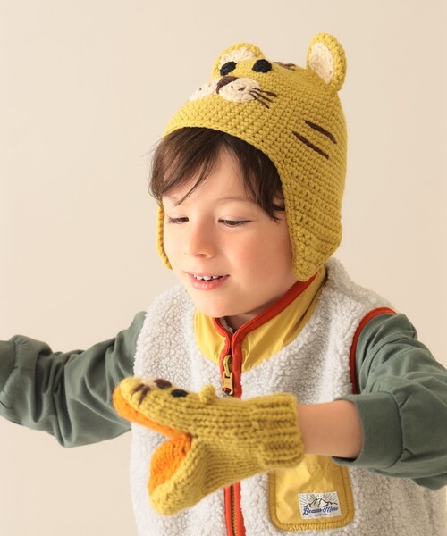 BEAMS mini（ビームスミニ）の「アニマル ニット ワッチキャップ 2025FW（ニットキャップ/ビーニー・キッズ・ピンク/ブラウン/イエロー系その他4/ホワイト系その他7・ONE SIZE）」の7枚目の写真