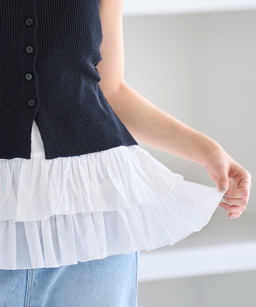 meilmada（メイルマダ）の「フロントボタンニットキャミソール（キャミソール・レディース・ブラック/グレー・FREE）」の7枚目の写真