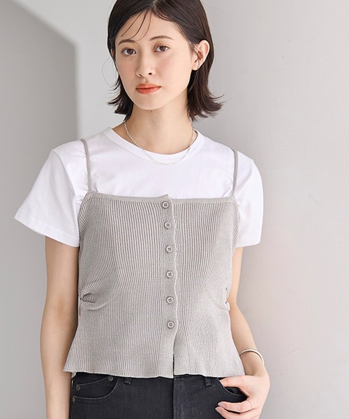 meilmada（メイルマダ）の「フロントボタンニットキャミソール（キャミソール・レディース・ブラック/グレー・FREE）」の11枚目の写真