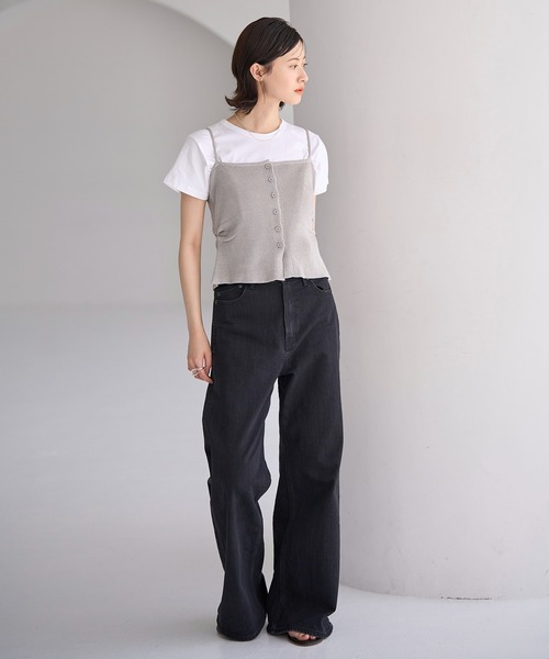 meilmada（メイルマダ）の「フロントボタンニットキャミソール（キャミソール・レディース・ブラック/グレー・FREE）」の16枚目の写真