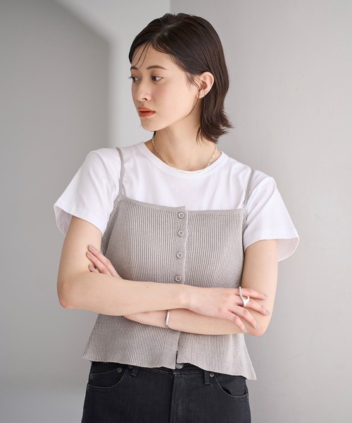 meilmada（メイルマダ）の「フロントボタンニットキャミソール（キャミソール・レディース・ブラック/グレー・FREE）」の12枚目の写真