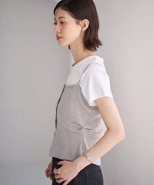 meilmada（メイルマダ）の「フロントボタンニットキャミソール（キャミソール・レディース・ブラック/グレー・FREE）」の13枚目の写真