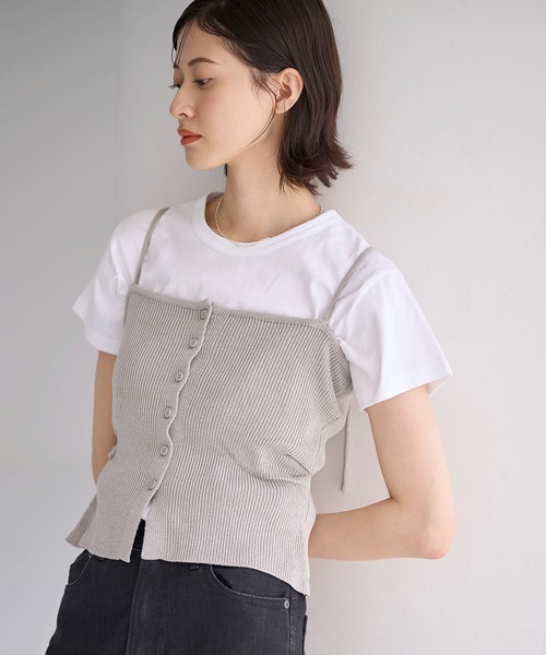 meilmada（メイルマダ）の「フロントボタンニットキャミソール（キャミソール・レディース・ブラック/グレー・FREE）」の15枚目の写真
