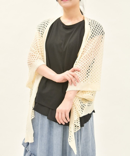 axes femme(アクシーズファム)の「ドルマンニットカーデ(カーディガン/ボレロ・レディース・ブラック/キナリ/モカ・FREE)」の1枚目の写真