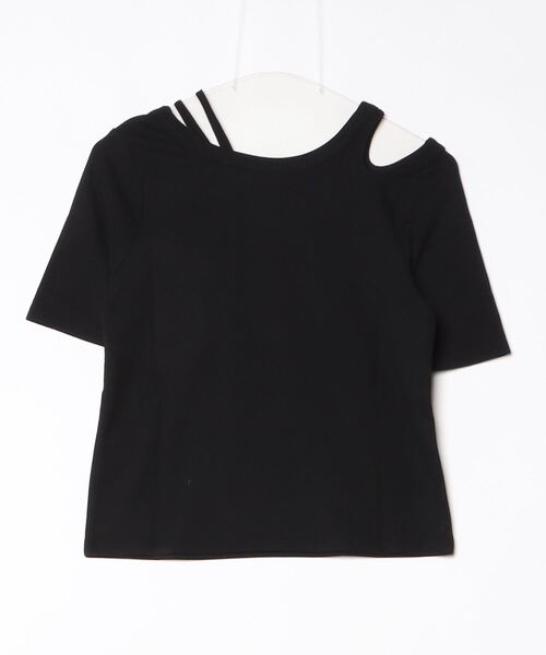 DIP IN CHOCOLATE(ディップインチョコレート)の「アシメショルダーデザインリブトップス【DIP IN CHOCOLATE】(Tシャツ/カットソー・レディース・ブラック/カーキ/クリーム/ブラウン・F)」の5枚目の写真