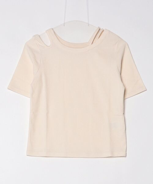 DIP IN CHOCOLATE(ディップインチョコレート)の「アシメショルダーデザインリブトップス【DIP IN CHOCOLATE】(Tシャツ/カットソー・レディース・ブラック/カーキ/クリーム/ブラウン・F)」の8枚目の写真