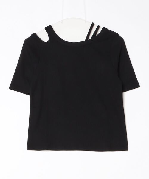 DIP IN CHOCOLATE(ディップインチョコレート)の「アシメショルダーデザインリブトップス【DIP IN CHOCOLATE】(Tシャツ/カットソー・レディース・ブラック/カーキ/クリーム/ブラウン・F)」の6枚目の写真