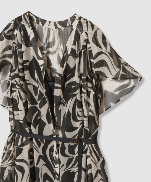 セール】アートリーフシフォンロング ワンピース（ワンピース）｜ANAYI