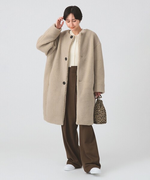 コート RayBEAMS ray beams スタンドカラーコートブラウン