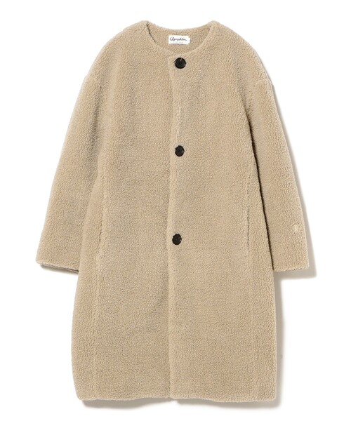 Ray BEAMS（レイビームス）の「【WEB限定】GYMPHLEX / ボア ノーカラー コート（ノーカラーコート・レディース・ナチュラル/チャコールグレー・12）」の3枚目の写真