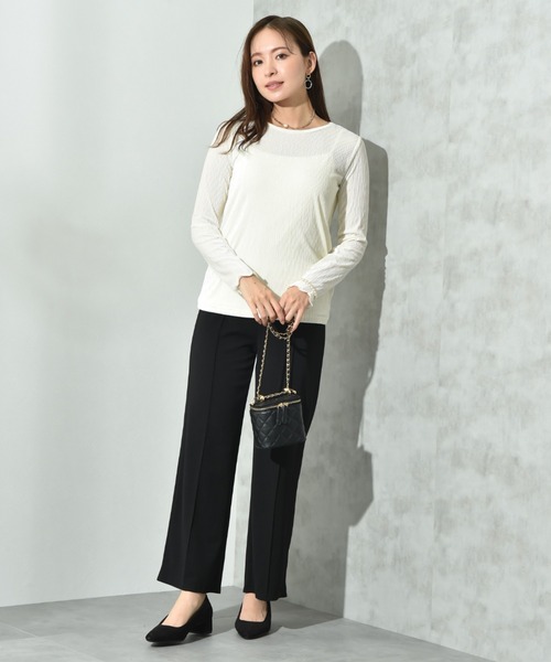 INTERPLANET（インタープラネット）の「プリーツベロア長袖プルオーバー（Tシャツ/カットソー・レディース・ブラック/アイボリー/チャコールグレー・FREE）」の21枚目の写真