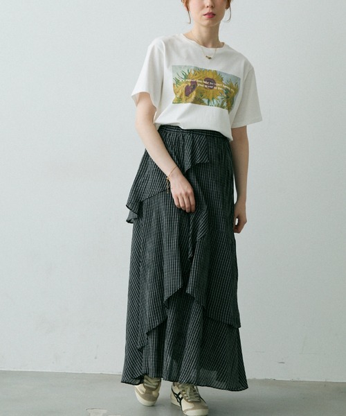 Crisp（クリスプ）の「チェックフリルティアードスカート（スカート・レディース・ブラック/ホワイト・FREE）」の11枚目の写真