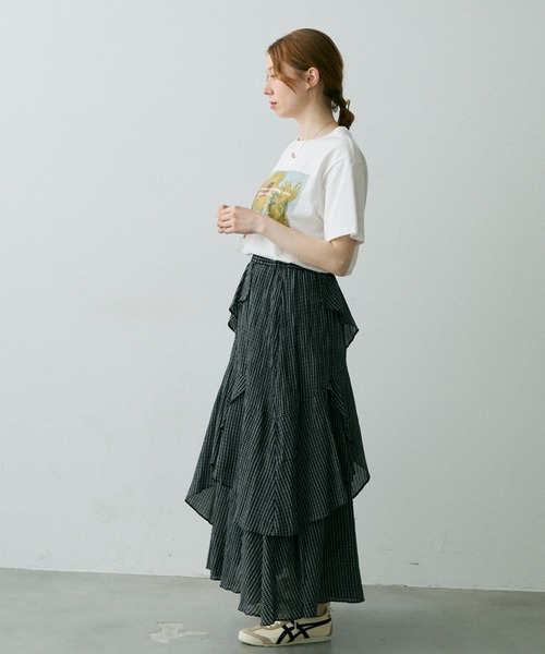 Crisp（クリスプ）の「チェックフリルティアードスカート（スカート・レディース・ブラック/ホワイト・FREE）」の13枚目の写真