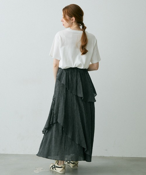 Crisp（クリスプ）の「チェックフリルティアードスカート（スカート・レディース・ブラック/ホワイト・FREE）」の14枚目の写真