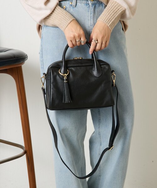 Jena espace merveilleux（ジェナ　エスパスメルヴェイユ）の「タッセル本革ボストンバッグ（ショルダーバッグ・レディース・グレー/ブラック・FREE）」の15枚目の写真