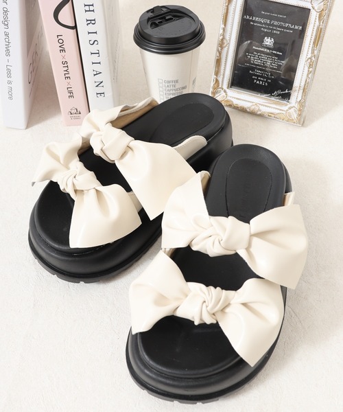 LibertyDoll(リバティードール)の「LIBERTYDOLL ダブルビッグリボン 厚底サンダル(サンダル・レディース・シルバー/アイボリー/ブラック・S/LL/L/M)」の13枚目の写真