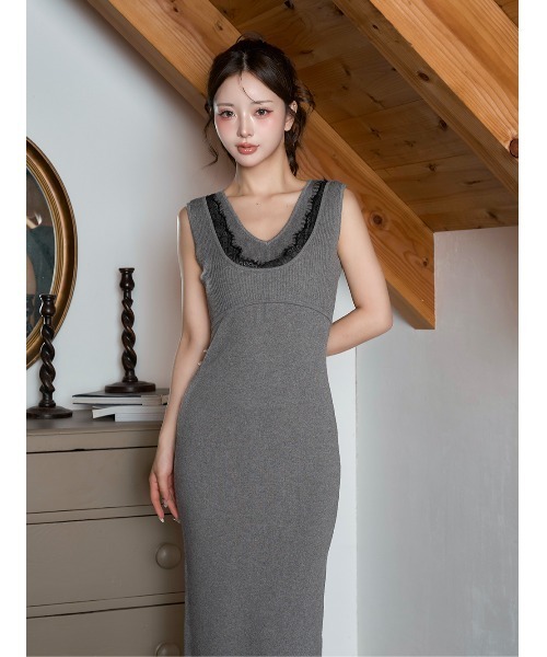 セール】エッジレースニットロングワンピース（ワンピース）｜Darich