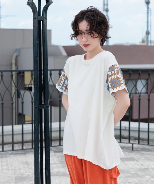 tシャツ クロシェスリーブプルオーバー レディース クロシェスリーブプルオーバー（Tシャツ/カットソー）｜niko and