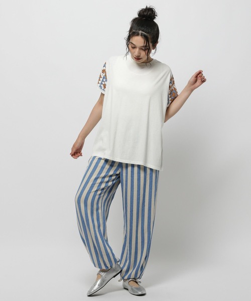 niko and...（ニコアンド）の「クロシェスリーブプルオーバー（Tシャツ/カットソー・レディース・オフホワイト/ブルー/ブラック・LARGE/MEDIUM）」の9枚目の写真