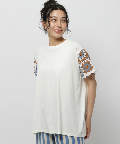 niko and...（ニコアンド）の「クロシェスリーブプルオーバー（Tシャツ/カットソー・レディース・オフホワイト/ブルー/ブラック・LARGE/MEDIUM）」の12枚目の写真