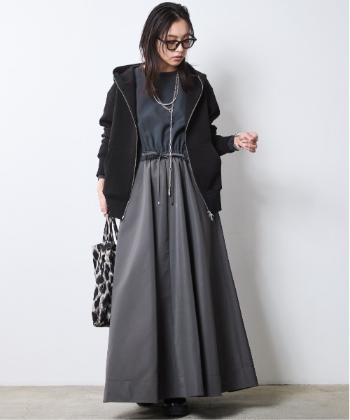 CHIC STYLE（シックスタイル）の「ボンディングフーディ＜大きいサイズ有＞シックスタイル（パーカー・レディース・杢グレー/ブラック・5L/4L/3L/LL/L/M）」の7枚目の写真