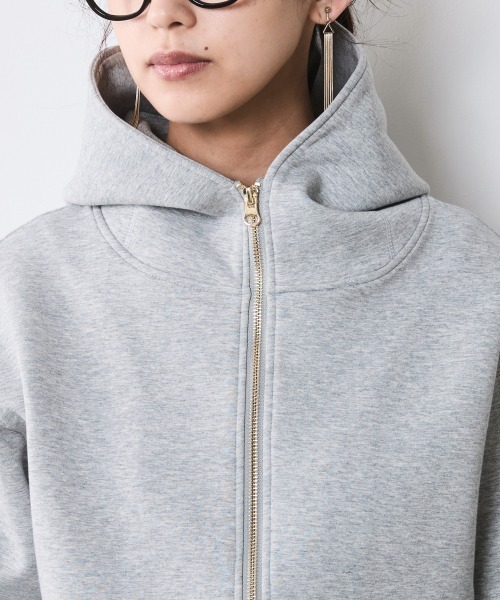 CHIC STYLE（シックスタイル）の「ボンディングフーディ＜大きいサイズ有＞シックスタイル（パーカー・レディース・杢グレー/ブラック・5L/4L/3L/LL/L/M）」の9枚目の写真