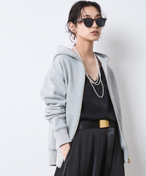 CHIC STYLE（シックスタイル）の「ボンディングフーディ＜大きいサイズ有＞シックスタイル（パーカー・レディース・杢グレー/ブラック・5L/4L/3L/LL/L/M）」の19枚目の写真