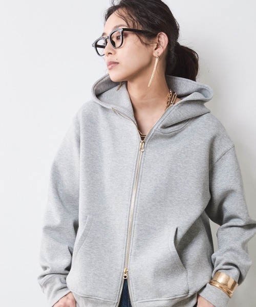 CHIC STYLE（シックスタイル）の「ボンディングフーディ＜大きいサイズ有＞シックスタイル（パーカー・レディース・杢グレー/ブラック・5L/4L/3L/LL/L/M）」の20枚目の写真