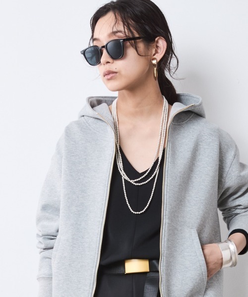 CHIC STYLE（シックスタイル）の「ボンディングフーディ＜大きいサイズ有＞シックスタイル（パーカー・レディース・杢グレー/ブラック・5L/4L/3L/LL/L/M）」の17枚目の写真