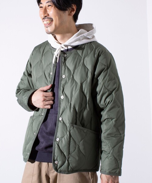 ★かばちゃん★TAION キルティングジャケット オリーブグリーン セール】【GLOSTER別注】TAION ミリタリー クルーネック ライナー